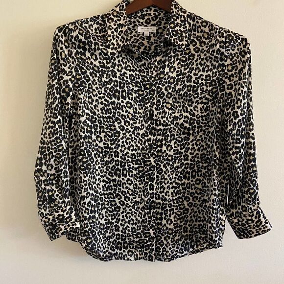 Equipment Leopard Print Long Sleeve Button Down Dress Shirt Medium - Picture 1 of 4